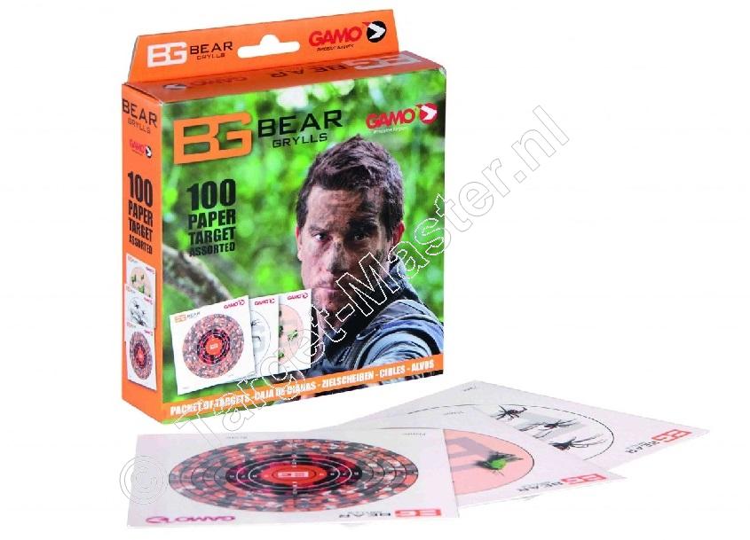 Bear Grylls ASSORTED Airgun Paper Targets 14x14 centimeter package 100 pieces